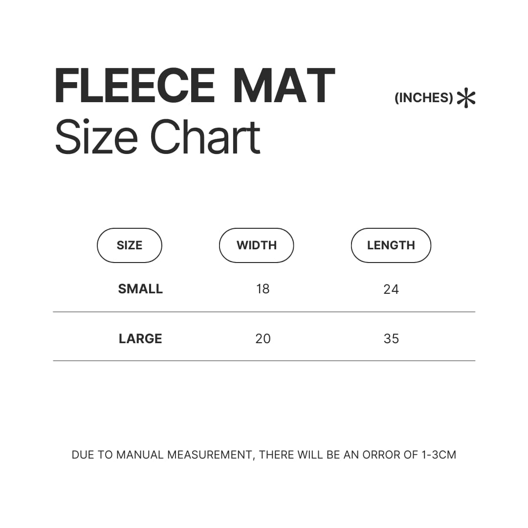Fleece Mat Size Chart - Sword Art Online Merch