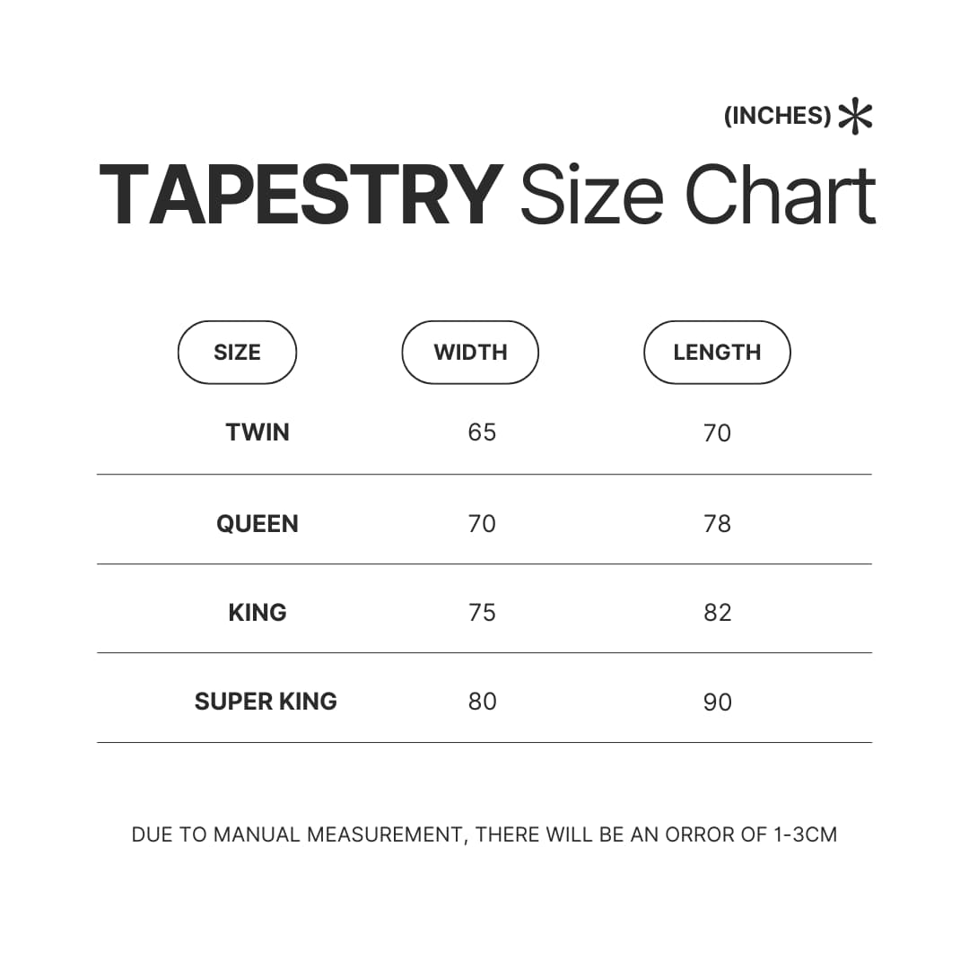 Tapestry Size Chart - Sword Art Online Merch