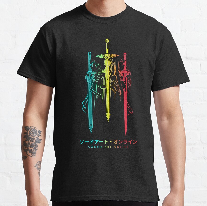 Vibrant Sword Silhouette Design T-shirt