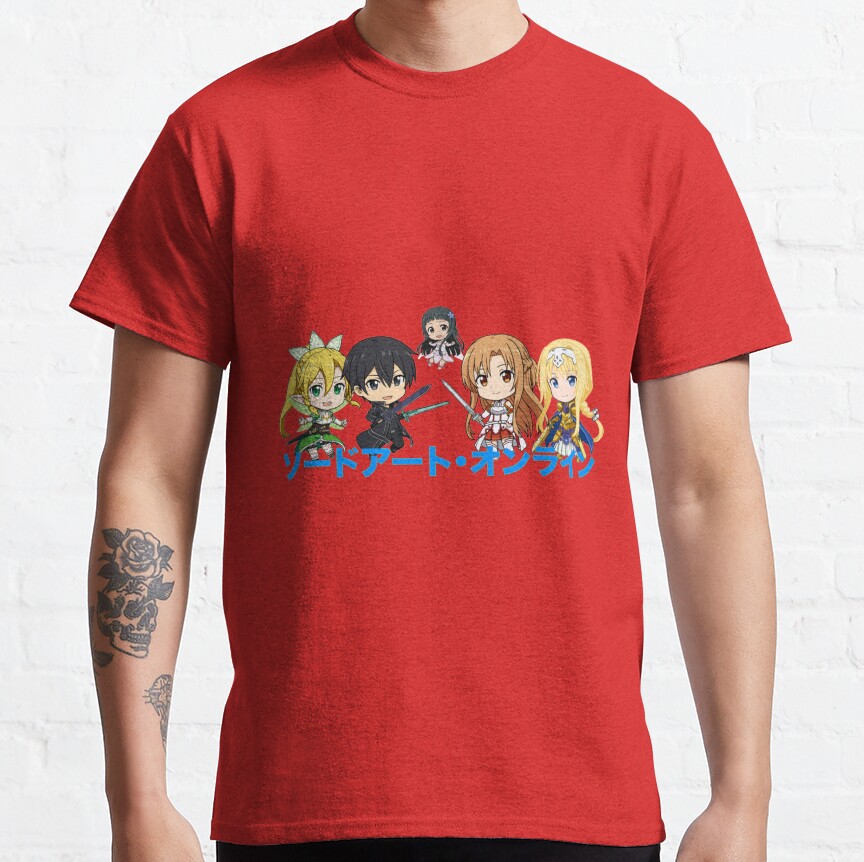 Blue Text Sword Art Art Online Anime T-shirt - Image 6