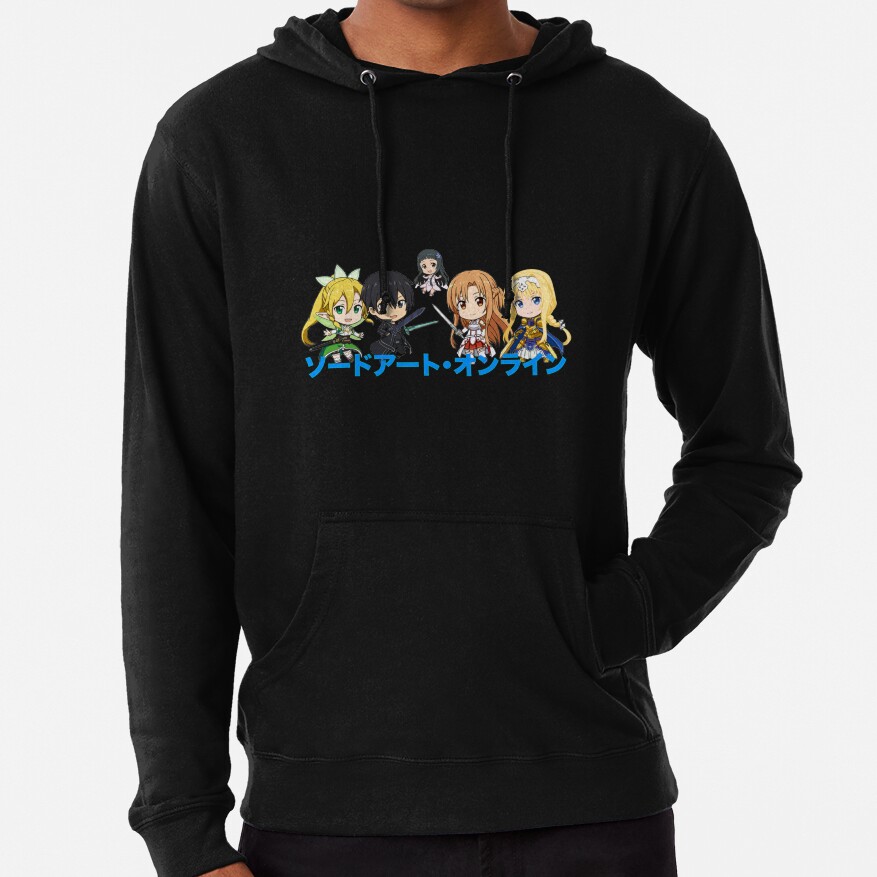 Blue Text Sword Art Art Online Anime Hoodie - Image 2