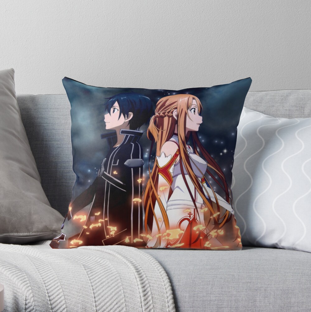Swort Art Online Asuna And Kirito Throw Pillow