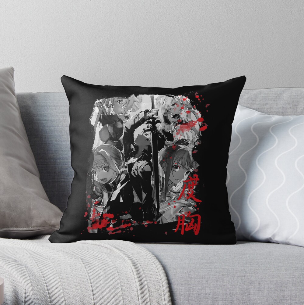 Black And White Kirito Fight Throw Pillow
