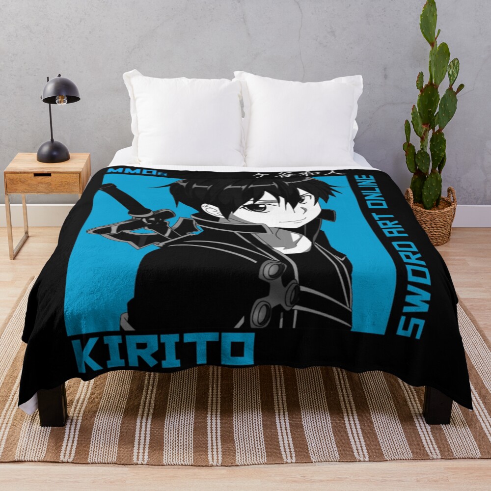 Kirito Sword Art Blue Style Design Throw Blanket