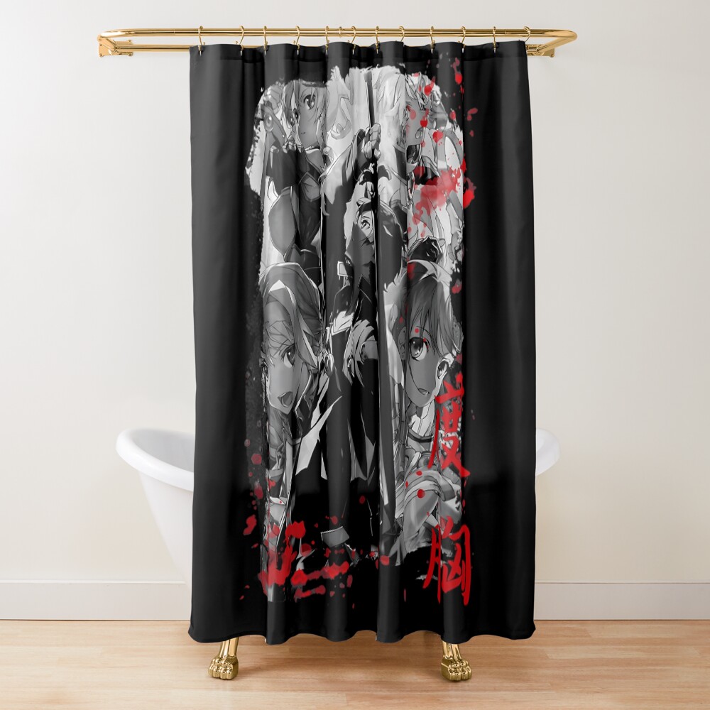 Black And White Kirito Fight Shower Curtain